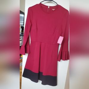 Kate Spade Color Block Bell Sleeve Point Dress - Cranberry